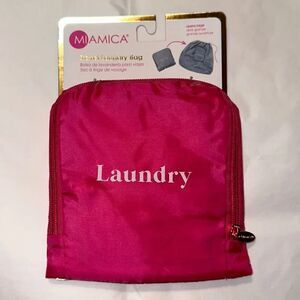 MIAMICA Fuchsia Pink Gold White Foldable Travel “Laundry” Bag
